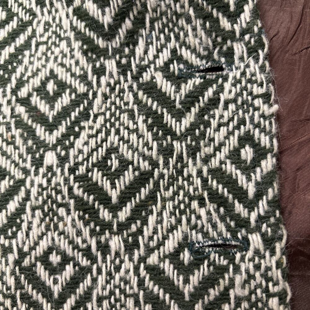 Vintage 70s Bobbie Brooks Wool Vest Green Woven Geometric Boho Hippie Waistcoat - Picture 12 of 16